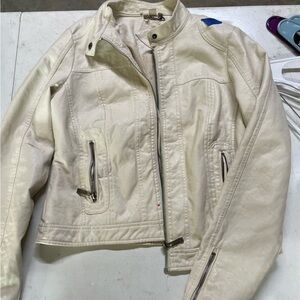 Cream Leather Jacket